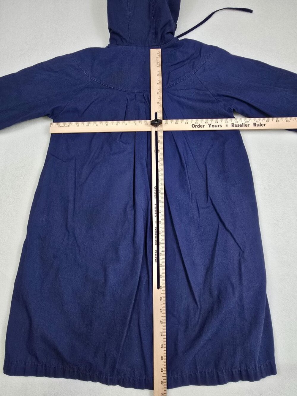 London Fog Girls 10 Hooded Navy Blue Coat Faux Fur Interior FLAWED - Picture 10 of 10